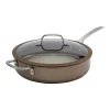 Food Network™ Textured Titanium 12-in. Nonstick Covered Deep Skillet -Professional Kitchen Supplies Store 3927854 Bronze